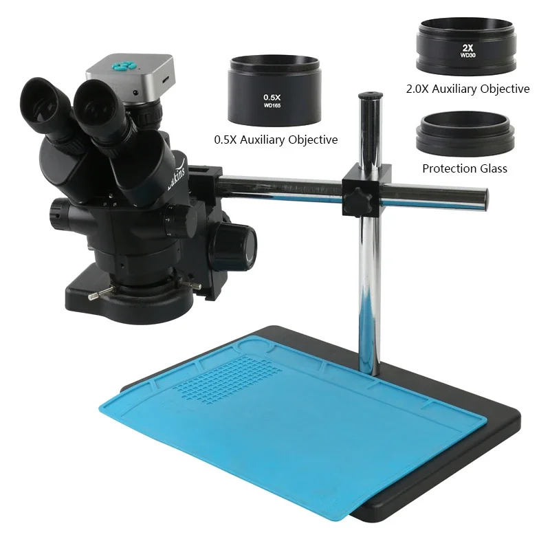 Stereo Trinocular Microscope Pcb - Zoom 3.5X-90X Confocal Trinoculaire 48MP HDMI