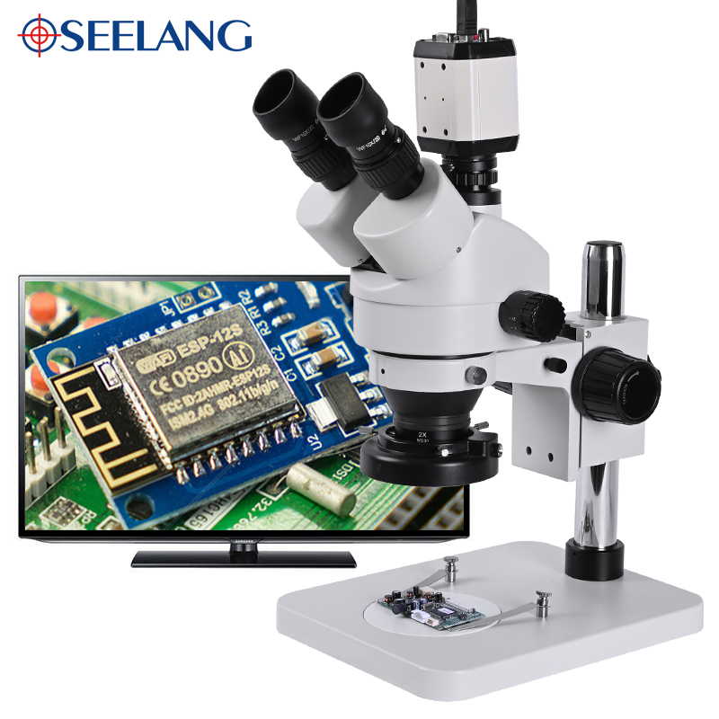 Stereo Trinocular Microscope Pcb - Industriële 3,5-90X stereomicroscoop met camera voor