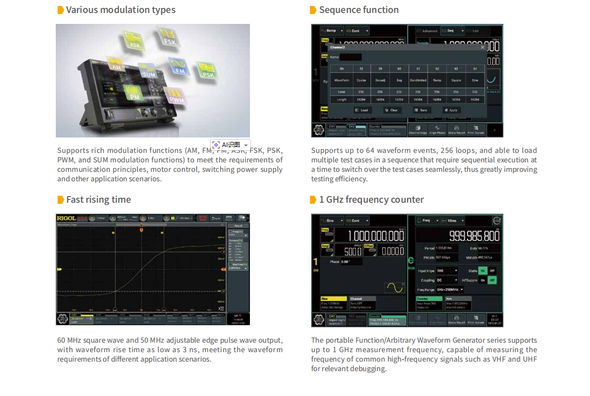 DG902 Pro 70MHz 1.25GSa/s 16-B - Function Arbitrary Waveform Generator recensie en prijs