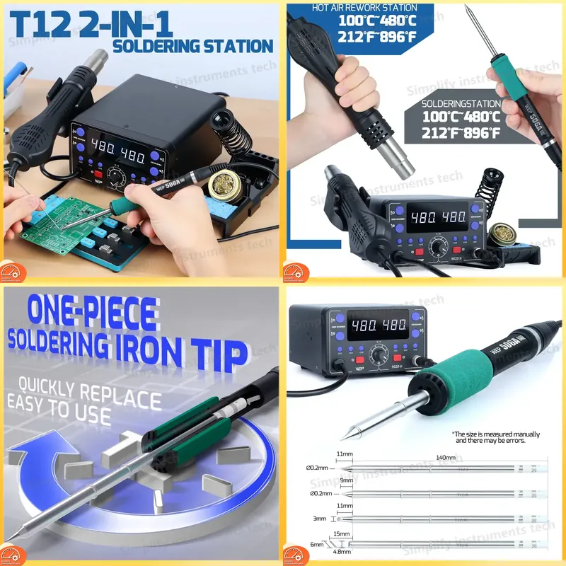 775W Soldeerstation 2-in-1 Het - Hot Air Rework Station T12 recensie en prijs